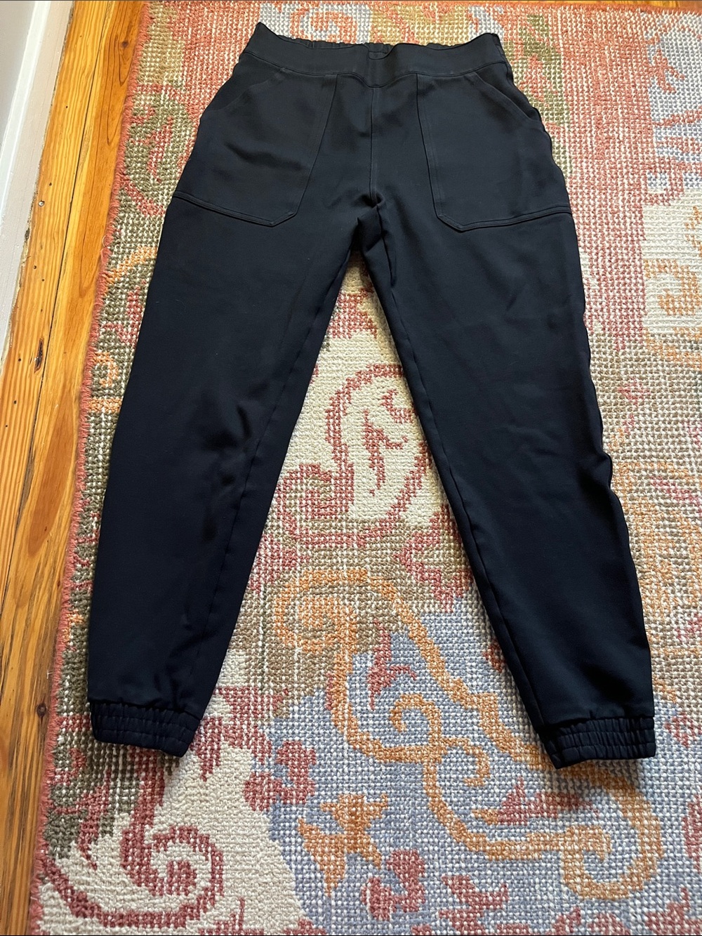 SPANX The Perfect Pant Jogger Black Pull-On Pants Front Patch Pockets M